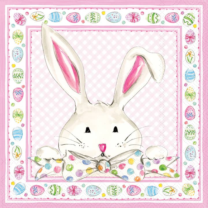 Paper Cocktail Napkin 20 Ct Easter Bunny Floral Rosanne Beck for wholesale by Boston International