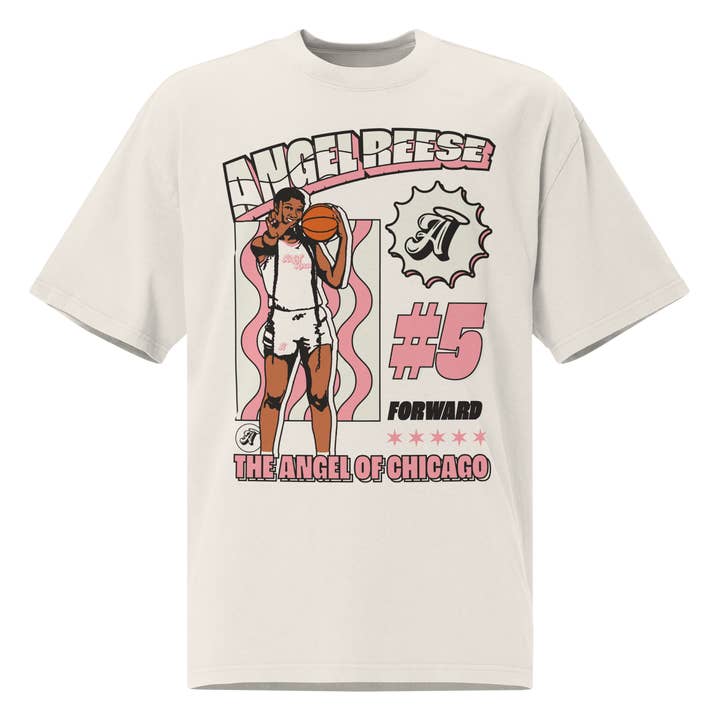 Angel Reese "Angel in Chicago" Oversized T-shirt Faded White for wholesale by Athlete Studio