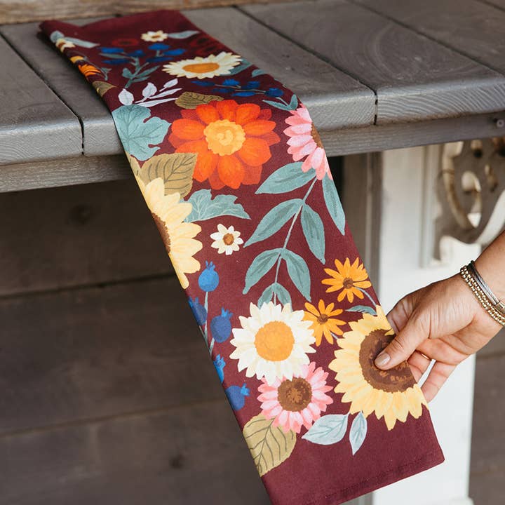 Paper Farm Press - Wholesale Tea Towel - Fall Flowers Tea Towel2
