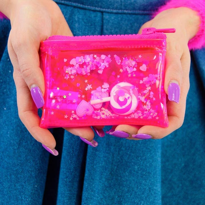 Electric Bubblegum - Wholesale Coin Purse - Unisex - Liquid Glitter Coin Purse - Lollipop Lane