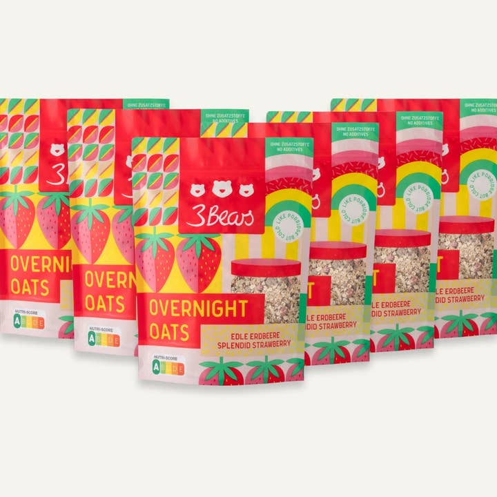 3Bears - Wholesale Oats - Overnight Oats Delicious Strawberry Vegan Breakfast 400g VE61