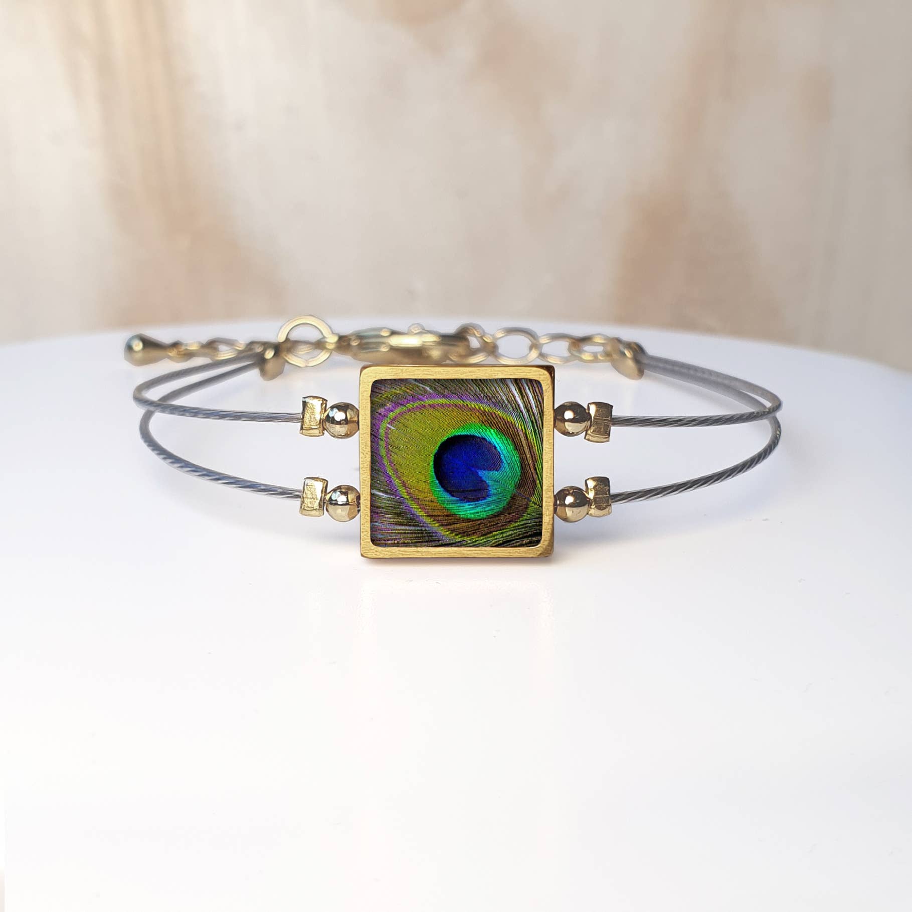 Noa Jewellery - Wholesale Charm/Dangle Bracelet - Framed Square Ceramic Bracelet, Gold Plated Stainless Steel10