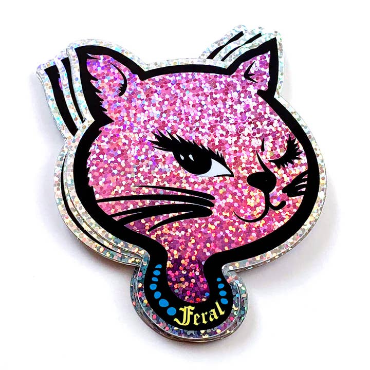 Feral 90s Winking Sassy Cat Holographic Glitter Sticker and other Purchase Wholesale lisa frank. Free Returns & Net 60 Terms on Faire trending on Faire.