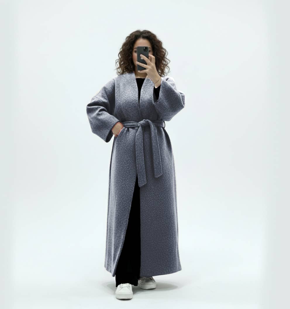 IDEAL OUTFIT - Vente Manteau – femme - Manteau long en laine avec ceinture ref:Ma 25183