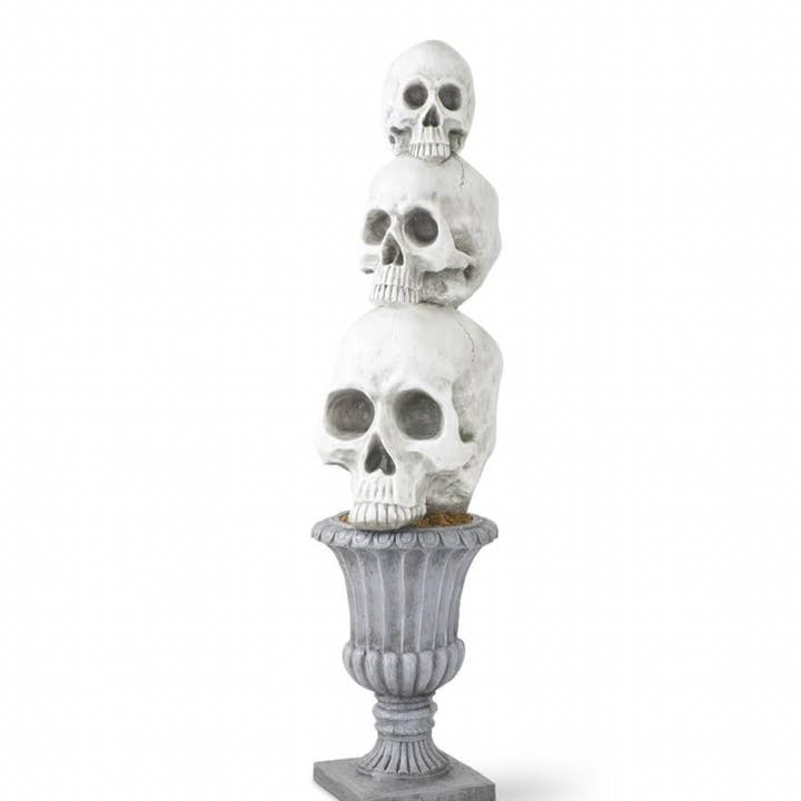 48" Weiße 3 gestapelte Schädel auf grauer Urne für den Großhandel von Dunn Deals