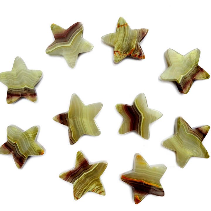 Kaia & Crystals – Großhandel Spiritueller Stein/Kristall – Rosafarbener Onyxstern (60 mm)0