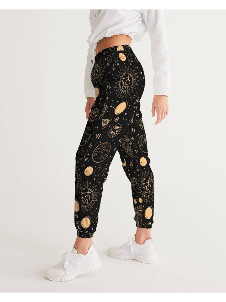 Raiana's Vibes - Wholesale Athletic Sweatpants/Joggers - Women's - Celestial Print Joggers Women, Womens Track Pants, Festival Clothing, Trendy Joggers, Womens Trousers, Trippy Mushroom Pants, Rave Outfit2