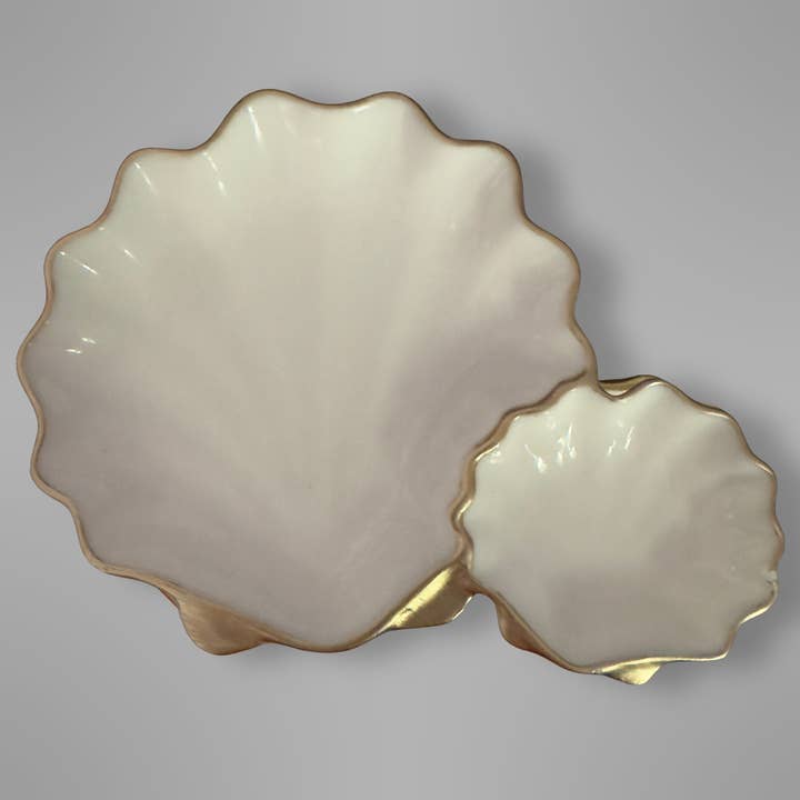 Plato de Vieiras para Servir Dúo Golden Shore para venta al por mayor de Shell Yeah By Jaks LLC
