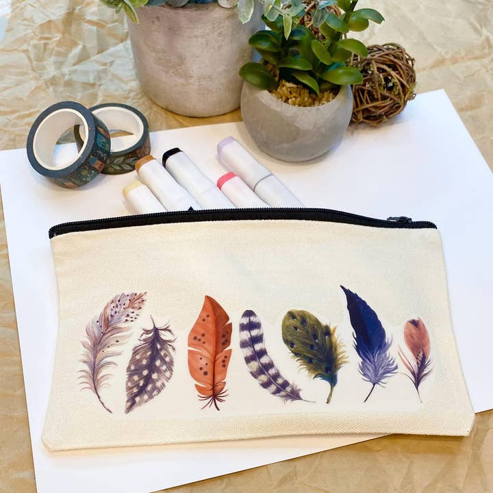Customized Feather Pouch, Pencil Case, Girl Gift, Personalized Canvas Case for Travel Makeup Pouch, Art Supplies and other Purchase wholesale personalized pencil pouch. Free returns & net 60 terms on Faire trending on Faire.