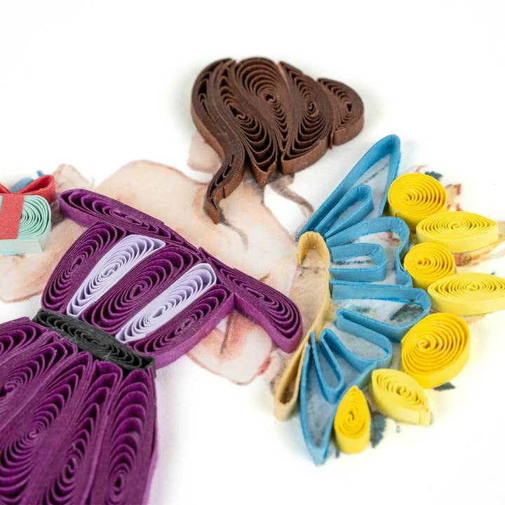 Quilling Card – postal de parabéns por atacado – Mulher de Aniversário Quilled com Cartão Bouquet2