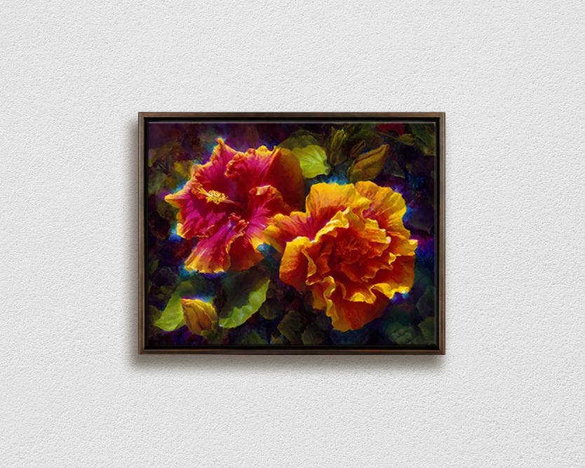 Whitworth Gallery - Wholesale Painting/Drawing - Sunlit Duet - Signed Artist Canvas - Hawaiian Hibiscus Painting9