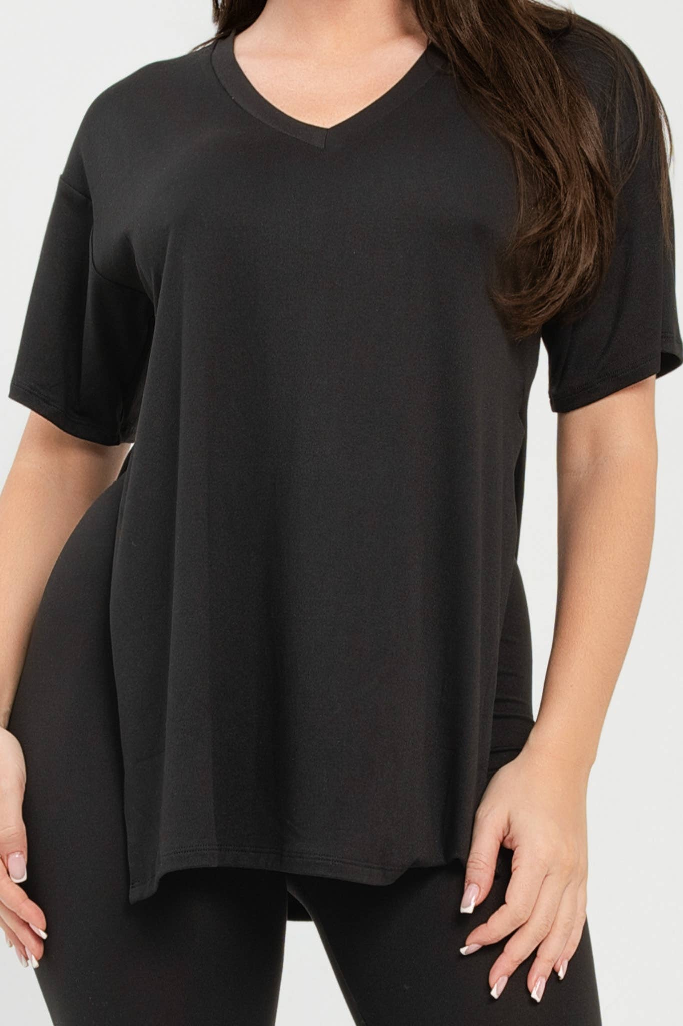 Julia by LoveJ - Wholesale Top & Pant Set (NOT Loungewear) - Women's - V Neck Side Slits Basic Top And Leggings Set8