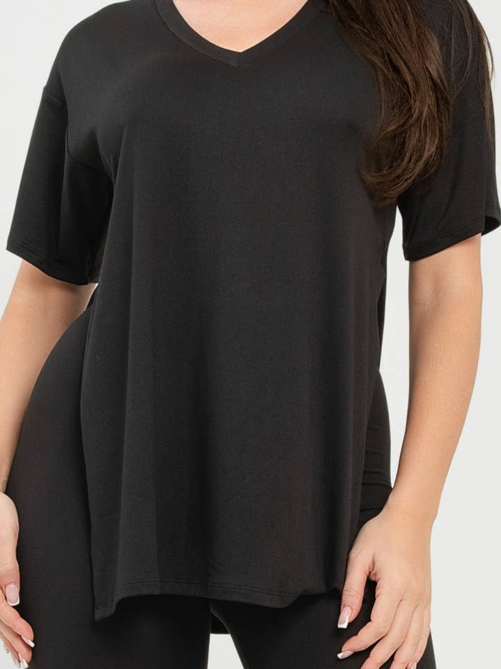 Julia by LoveJ - Wholesale Top & Pant Set (NOT Loungewear) - Women's - V Neck Side Slits Basic Top And Leggings Set8
