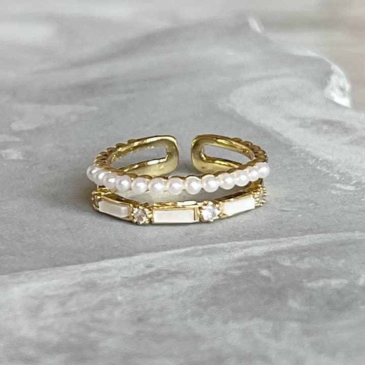 Loli - Wholesale Multi-stone ring - Minimal Modern Sparkling Gemstone Adjustable Ring, Sleek2