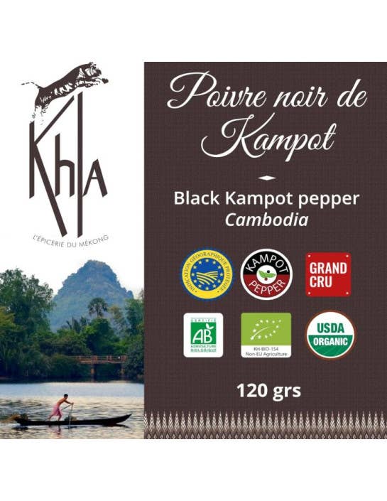 Khla - L'épicerie du Mékong - Wholesale Pepper/Peppercorns - Kampot black pepper IGP - Organic - Premium - in grains - 120g5