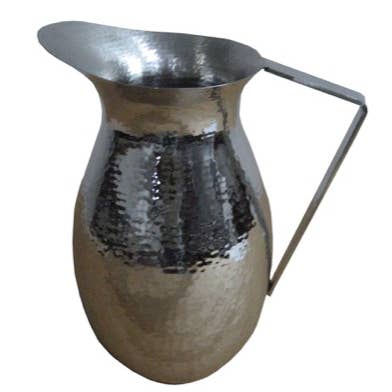 India Handicrafts Inc - Wholesale Pitcher - Sleek Stainless Steel Hammered Pitcher w/ Handle2