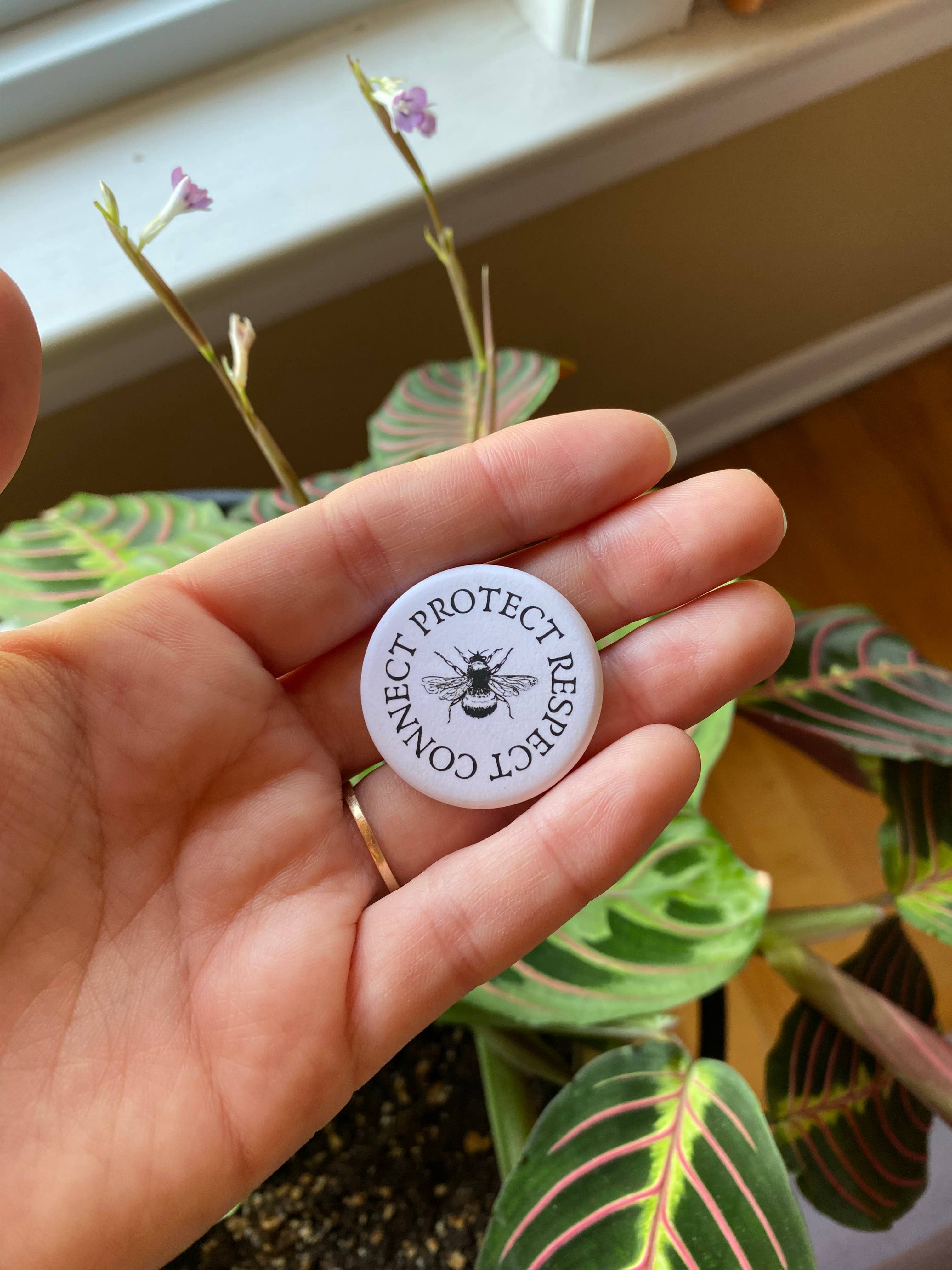 Freethinker Paper Co. - Wholesale Lapel Pin/Button - soft matte eco-friendly button pin ~ Connect Protect Respect1