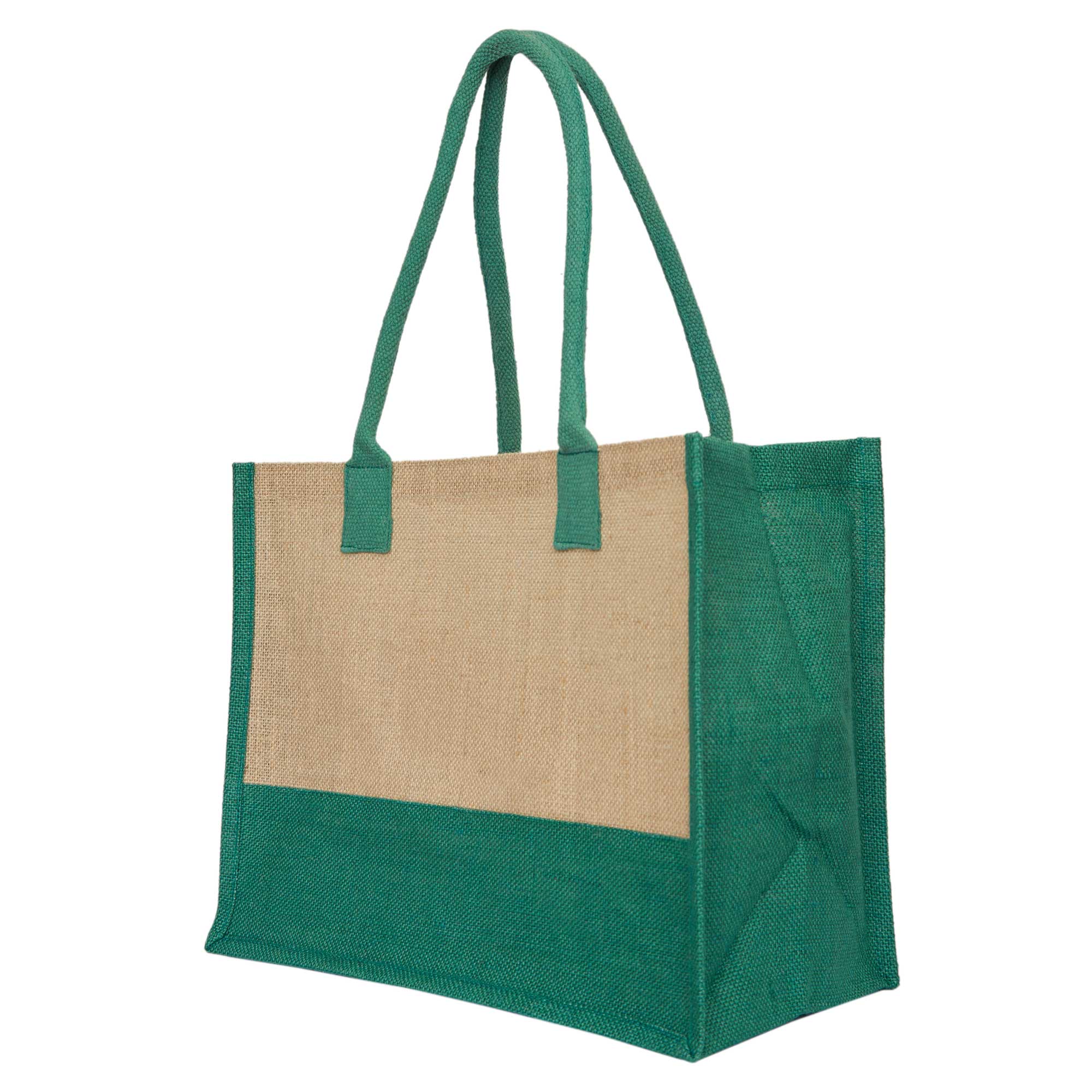 ecojutebags – wholesale Tote bag – Unisex – Pack 4 Jute Shopping Bags– Two-Tone Design with Long Handles16
