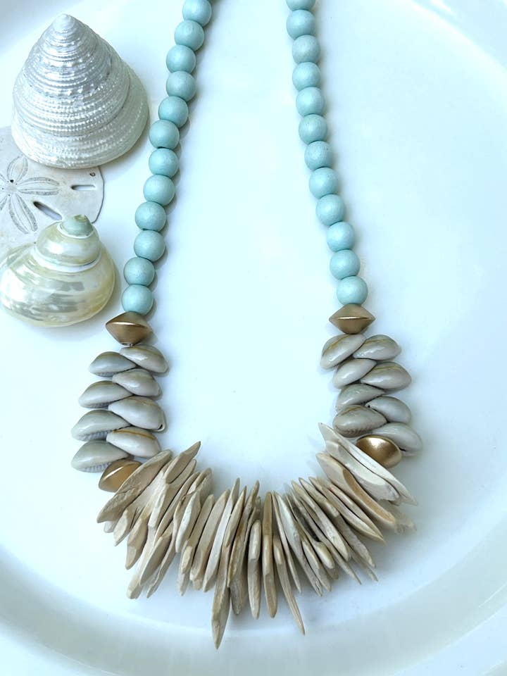 Shell summer beach necklace gift for women beaded necklace for wholesale by April Mae Designs