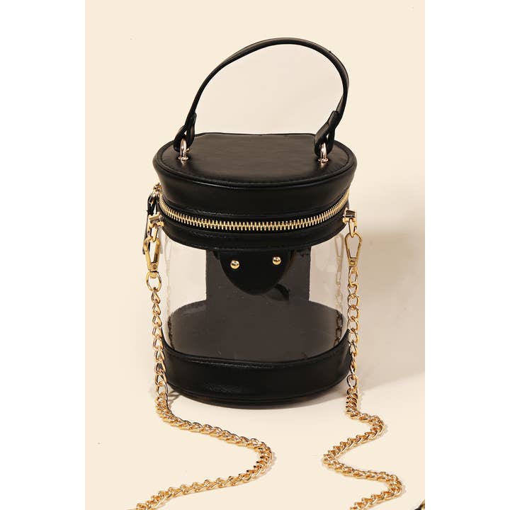 Anarchy Street - Wholesale Crossbody Bag - Women's - Clear Faux Leather Cylinder Bucket Bag