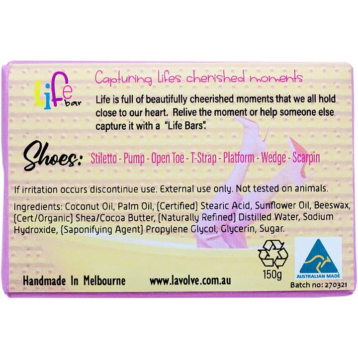 La Volve - Wholesale Bar Soap - LIFE BAR 27 - (SHOES PINK ) LIFE IS SHORT MAKE THE TRIP BUY 3