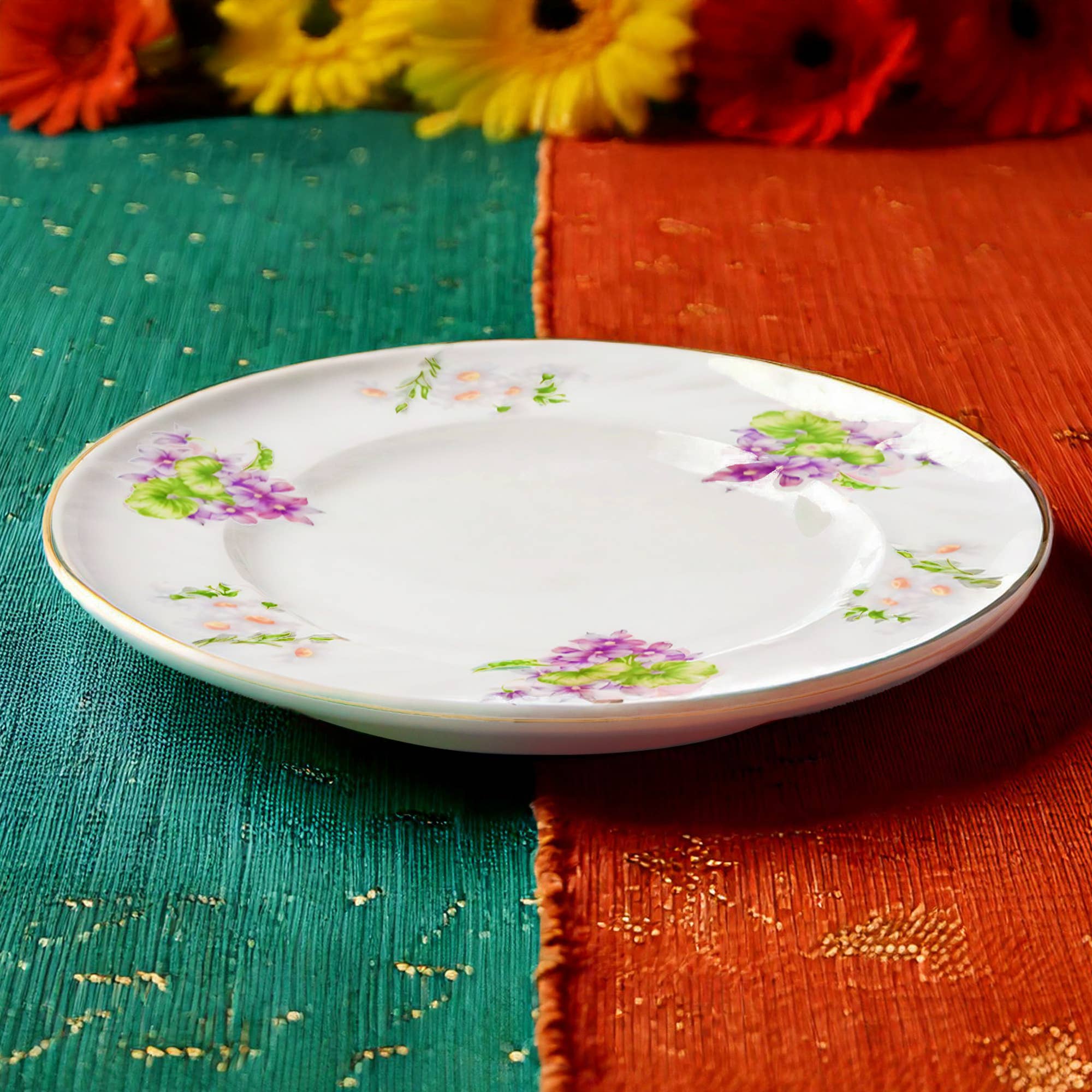 Lynns - Wholesale Dinner Plate - *Floral 7½-Inch Porcelain Dessert Plate with Rippled Swirls9