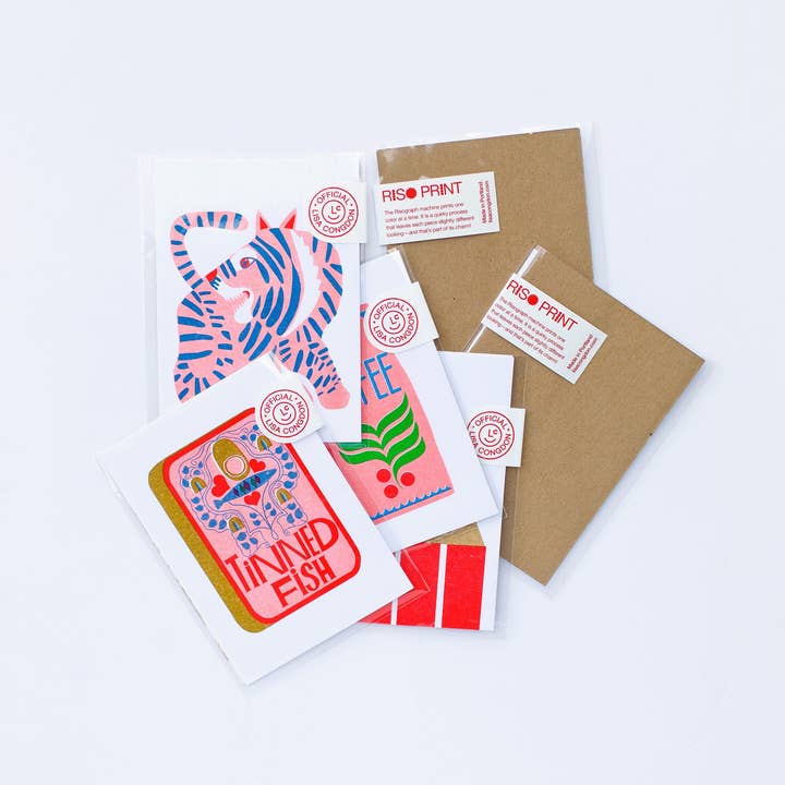 Lisa Congdon Art & Illustration - Wholesale Art Print - Tinned Fish Mini Risograph1