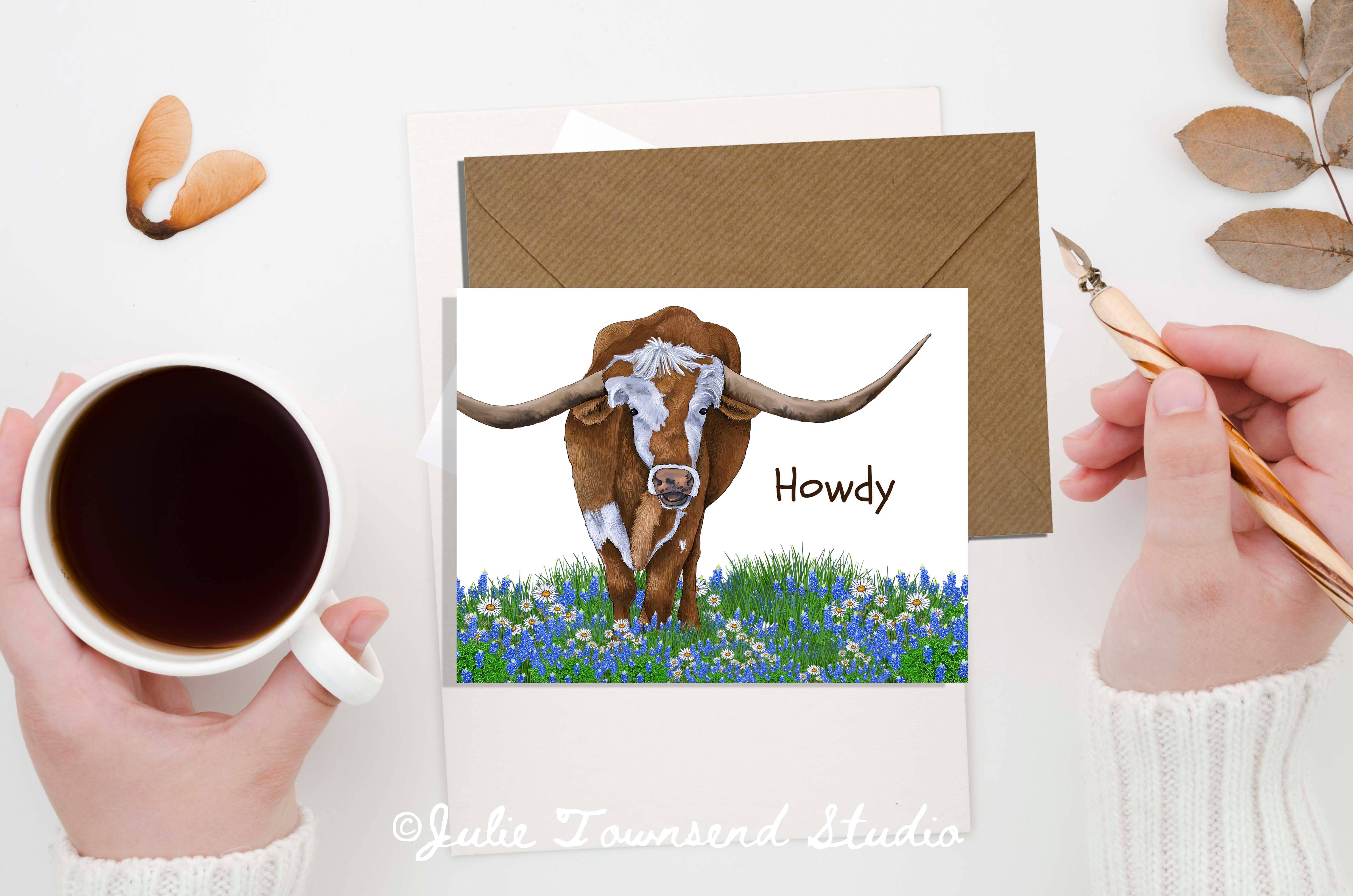 Julie Townsend Studio - Wholesale Stationery/Notecard Set - A2 Card Set  - Cute Cow Thank You Cards - Set of 10 Cards2