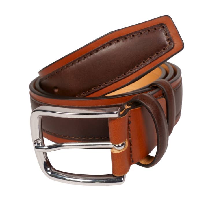 Cognac och brunt Toscana läder mäns sportbälte för wholesale av Tailorbelt