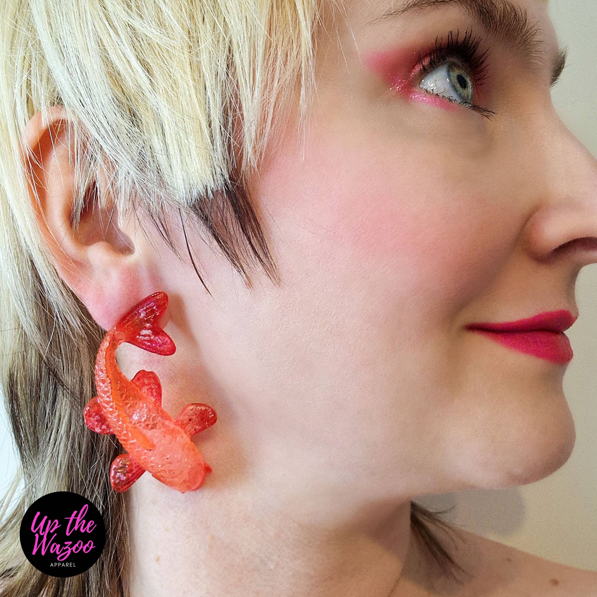 Up the Wazoo Apparel - Wholesale Stud/Post Earrings - Fancy Lures, Tangerine - Handmade To Order1