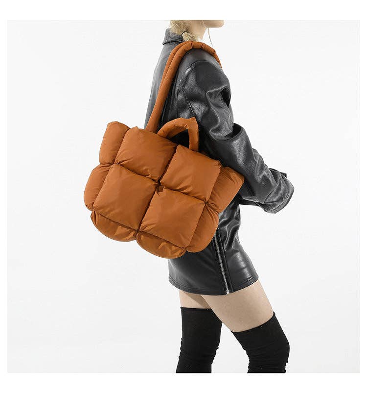 Dipped Shop - Wholesale Tote Bag - Women's - Simple Puffer Tote Bag Solid Color Soft Handbag DP809136