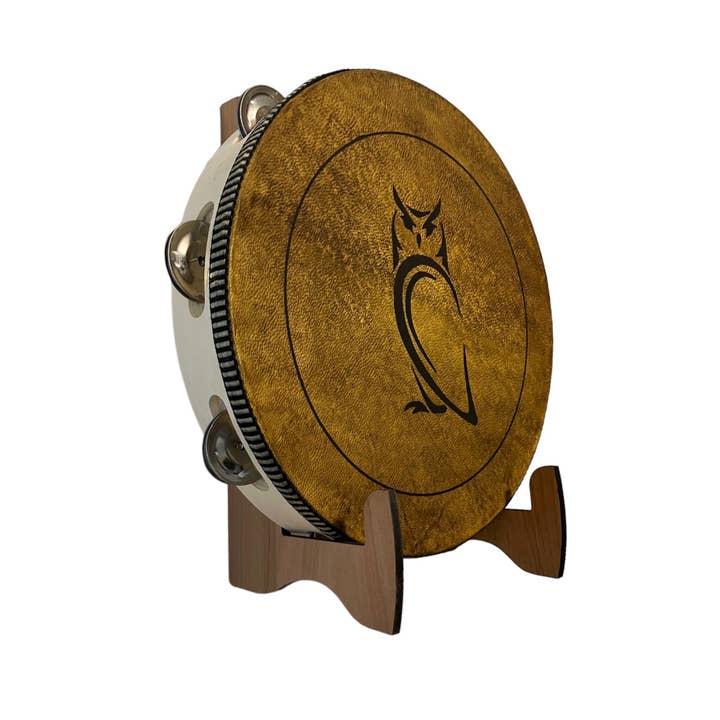 inRhythm - Wholesale Sculpture - 10" Owl Tambourine w/optional illuminated Display Stand11