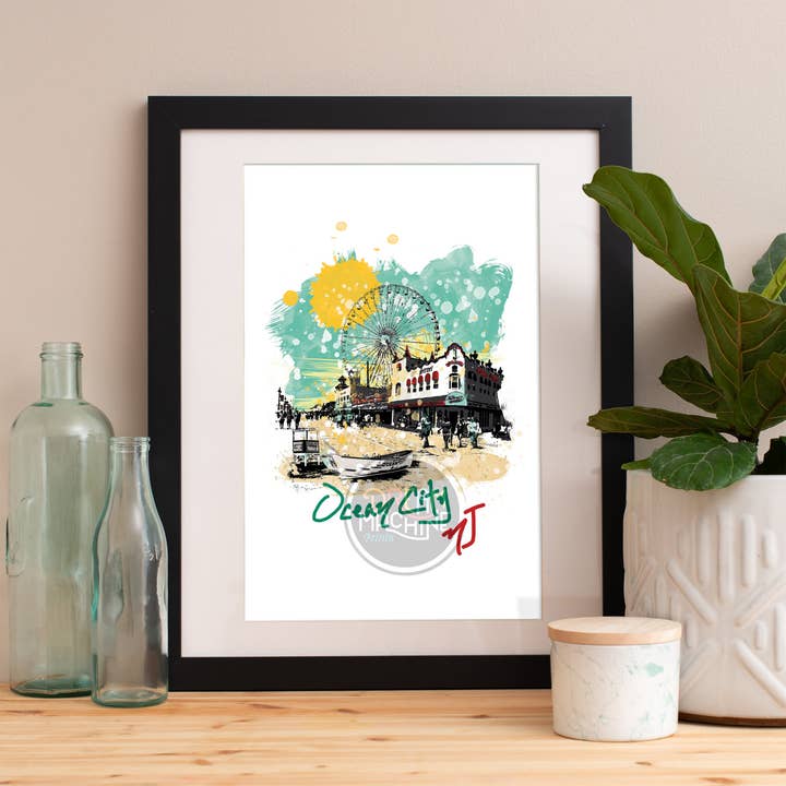Ocean City New Jersey Print, Ocean City New Jersey Skyline, Ocean City New Jersey Art, Ocean City New Jersey Poster, Ocean City New Jersey WCSymbol108 for wholesale by DreamMachine Prints
