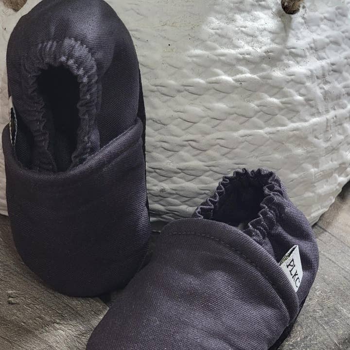 PLKC Charcoal Solid Moccasin for wholesale by Piper Lane Kids Co