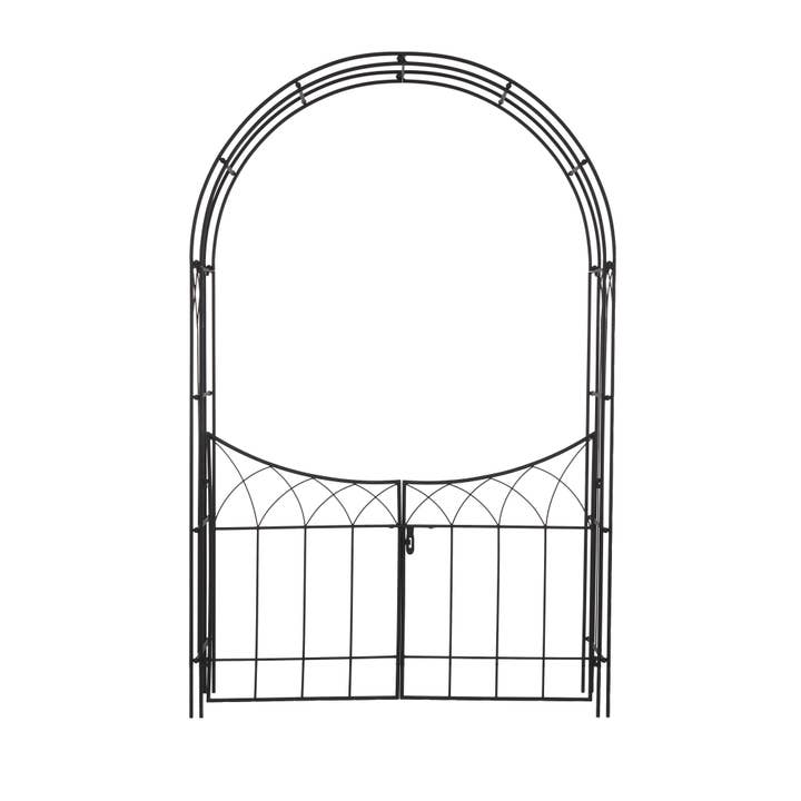 A-31617: ZWART METALEN BINNEN BUITEN GEBOGEN POORT TUINPRIEEL voor wholesale door Import Corner