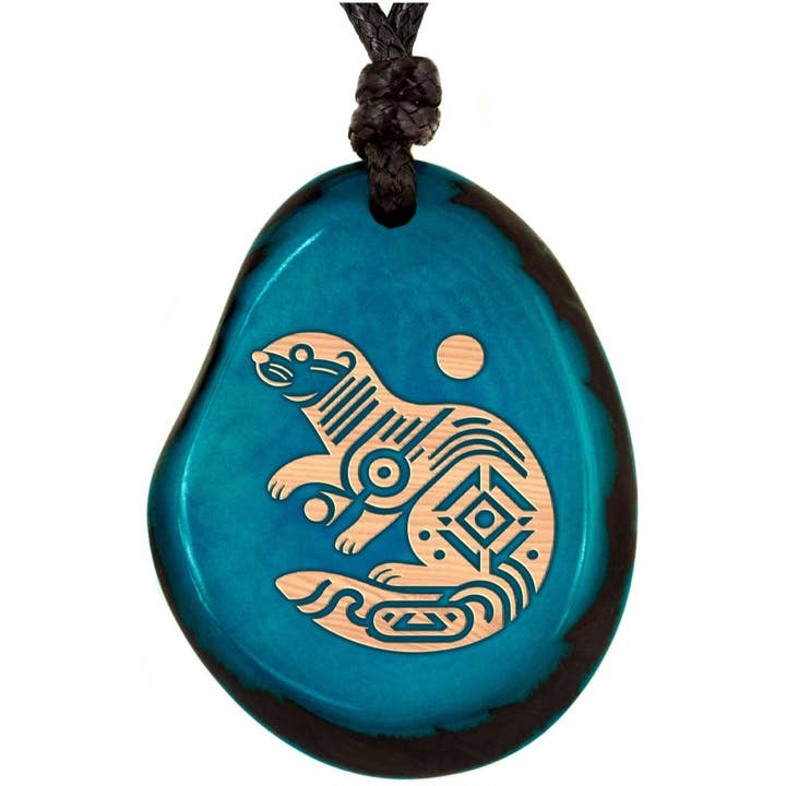 Simaru - Wholesale Pendant/Charm Necklace - TURQUOISE necklace made from tagua nut11