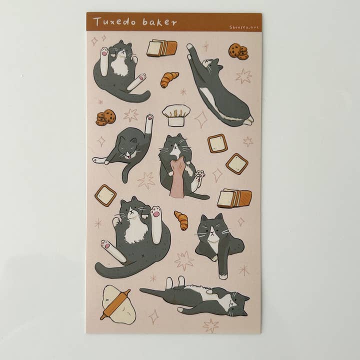 Shooley - Wholesale Sticker - Tuxedo Cat Vinyl Sticker Sheet0