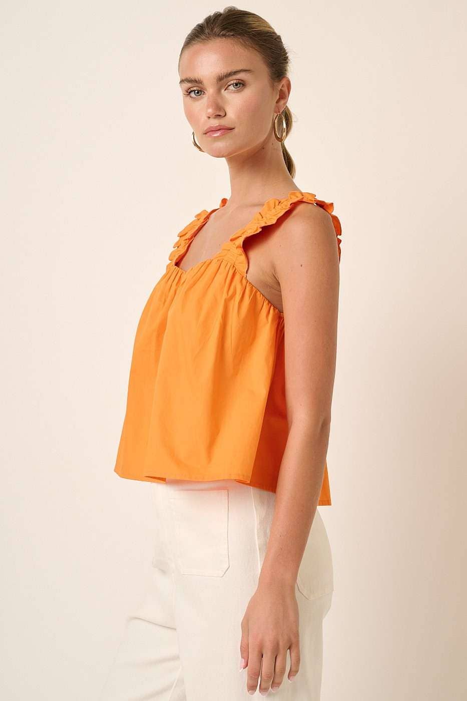 mittoshop - Wholesale Blouse - Women's - M15167-SEMI SWEETHEART NECK RUFFLE CROP TOP3