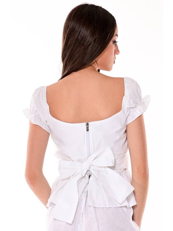 Ladies Sweet Heart Neck Top White by AZUCAR for wholesale on Faire3