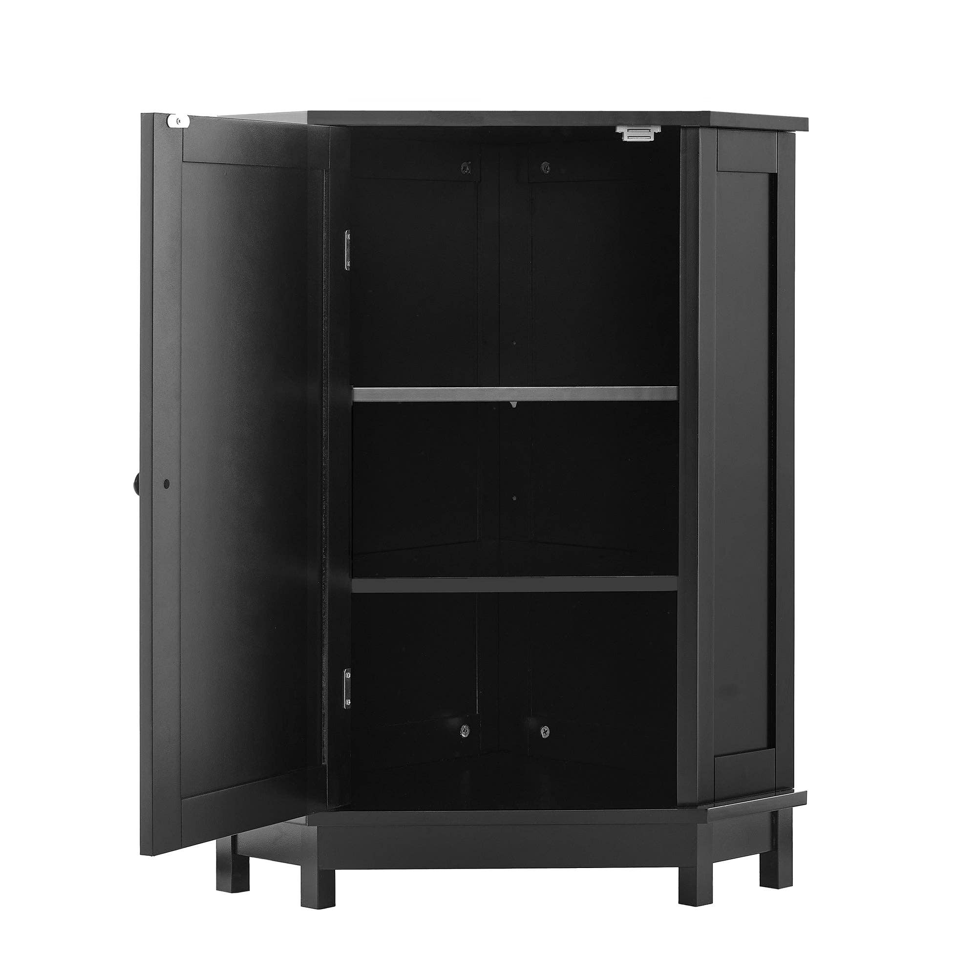 Orange County Decor - Wholesale Cabinet - Black Bathroom Cabinet Triangle Corner Storage Cabinet With Adjustable Shelf Modern Style Mdf Board Black Mdf14