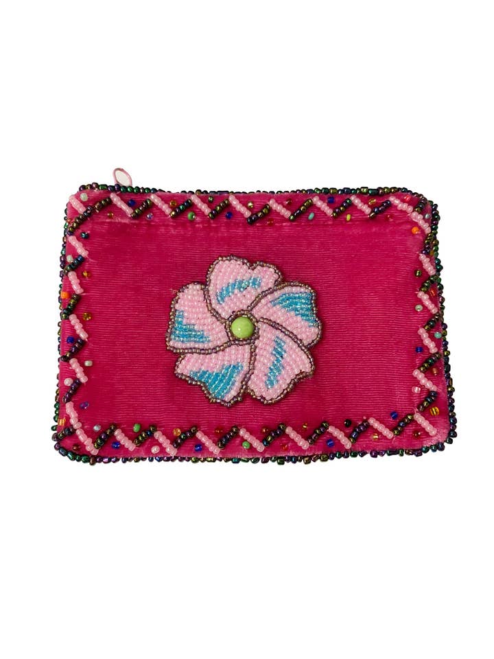 Floral Rectangle Velvet Coin Purse V0701 for wholesale by Ole