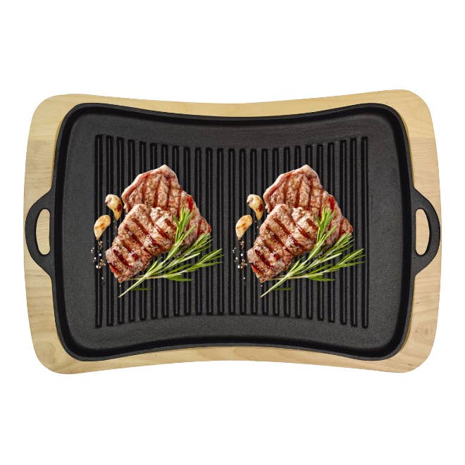 Style Asia - Wholesale Cast iron skillet - Jim Beam Cast Iron Fajita Pan with Wooden Trivet7