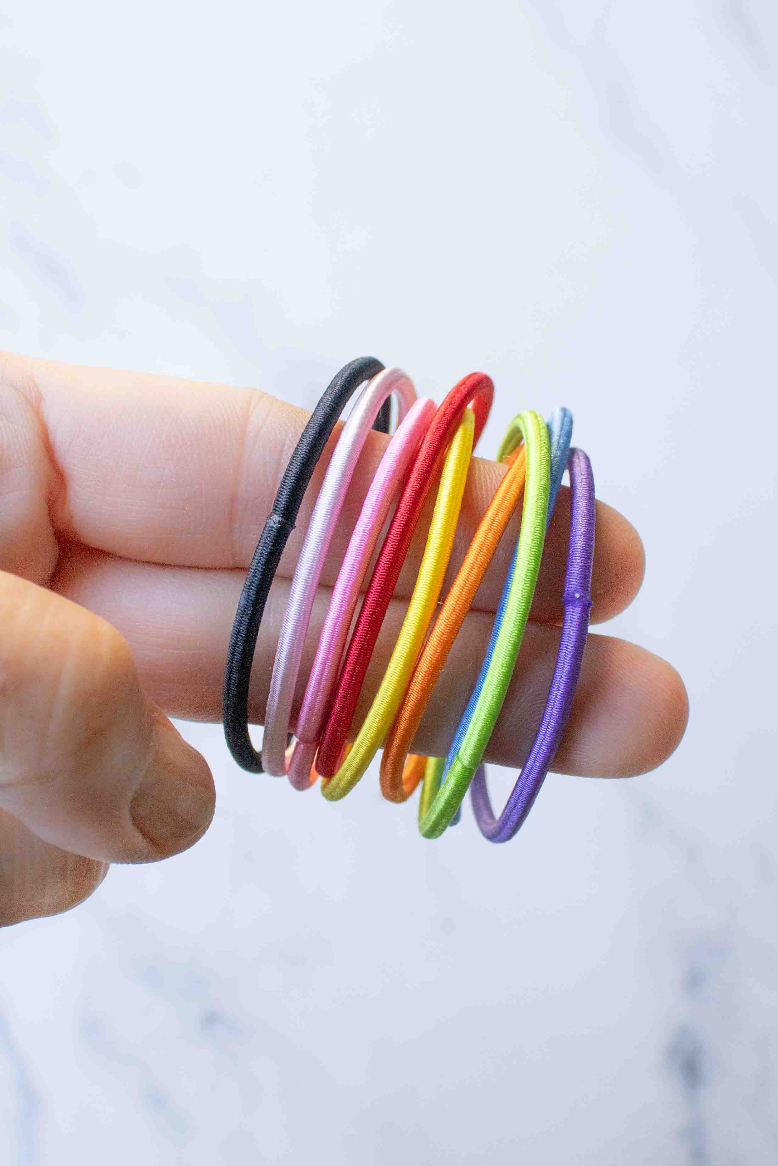 Tiepology - Vente Élastique à cheveux - Ensemble d'élastiques à cheveux arc-en-ciel quotidien0