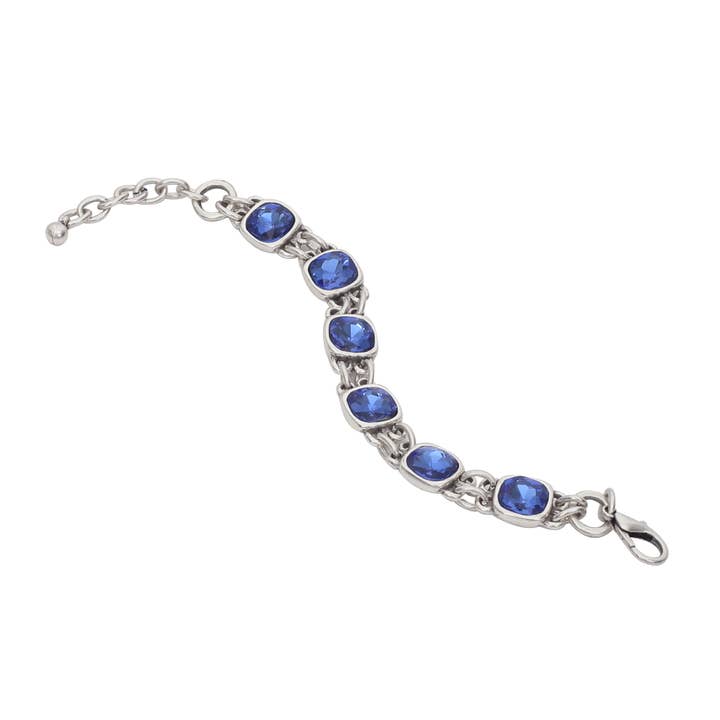 Handmade Blue Crystal Pewter Bracelet - 2912 for wholesale by Chanour