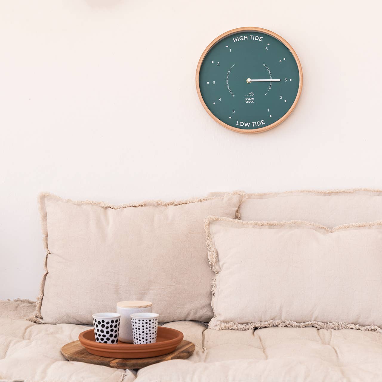 Ocean Clock - Wholesale Wall Clock - Peacock teal wooden tide clock3