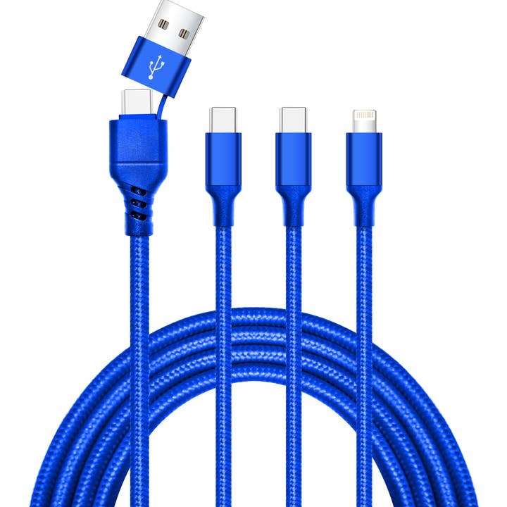LAX Gadgets - Wholesale Charging Cable - Fast Charging Cable USB-A/C To 2x USB-C & 1x Iphone Cords3