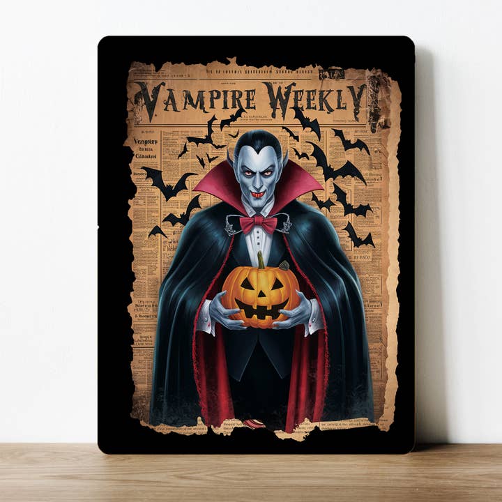 Vampire Weekly Horror Halloween Scary Metal Sign Plaque for wholesale by The British Metal Signs Company
