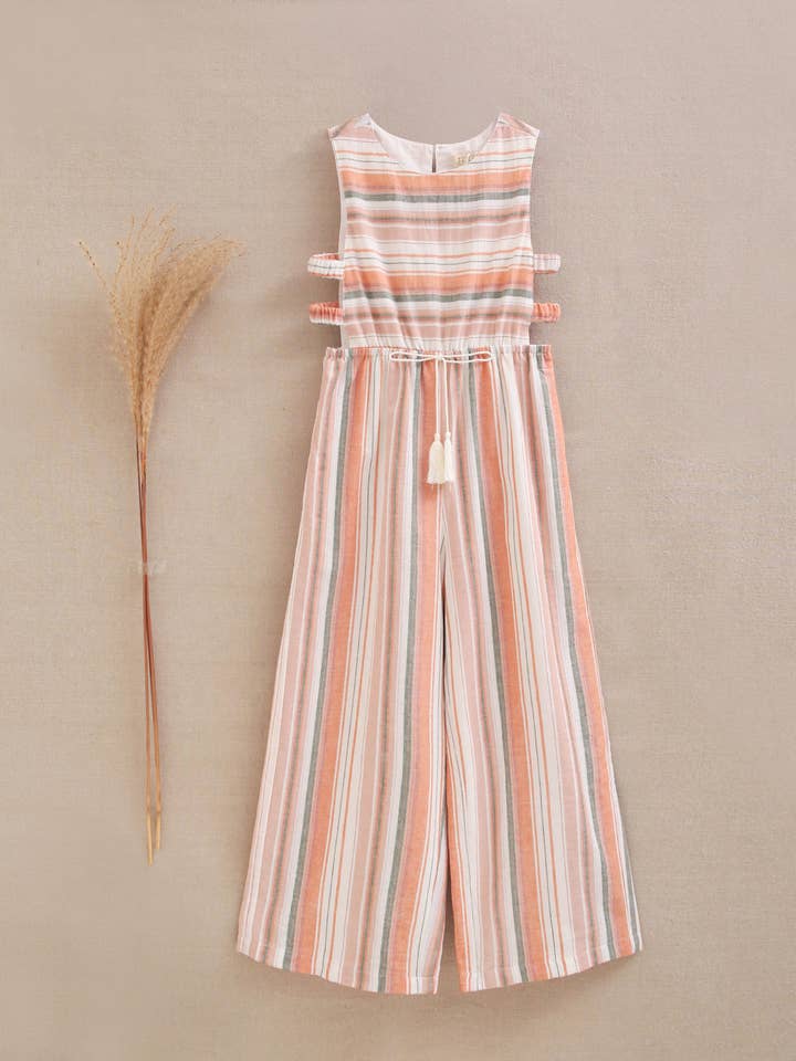 Dadati - Wholesale Overalls - Kids - Girl's striped mix jumpsuit with side slits