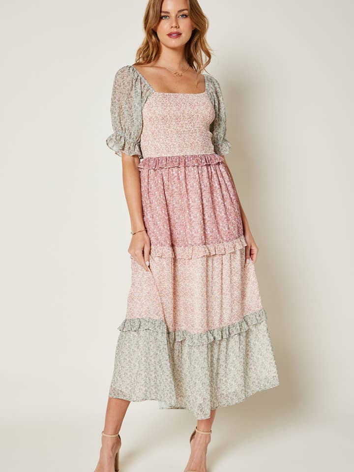 Plus Size Floral Print Ruffle Maxi Dress for wholesale by Orange Creek