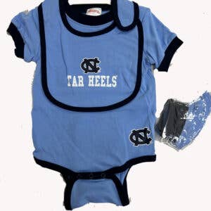 Turnovers Inc - Wholesale Clothing Set - Baby - North Carolina Tar Heels 3 Piece Onesie Set